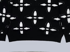 Plucked three-dimensional vintage flower custom wool sweater