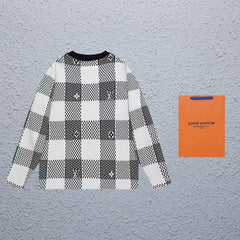 Chessboard Old Flower Customized Wool Sweater