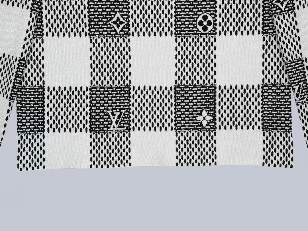 Chessboard Old Flower Customized Wool Sweater