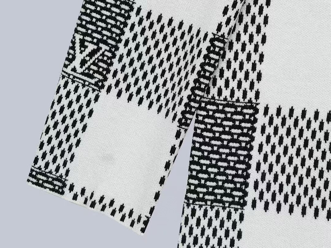 Chessboard Old Flower Customized Wool Sweater