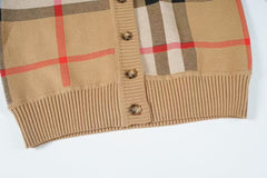 Classic plaid wool jacquard cardigan sweater