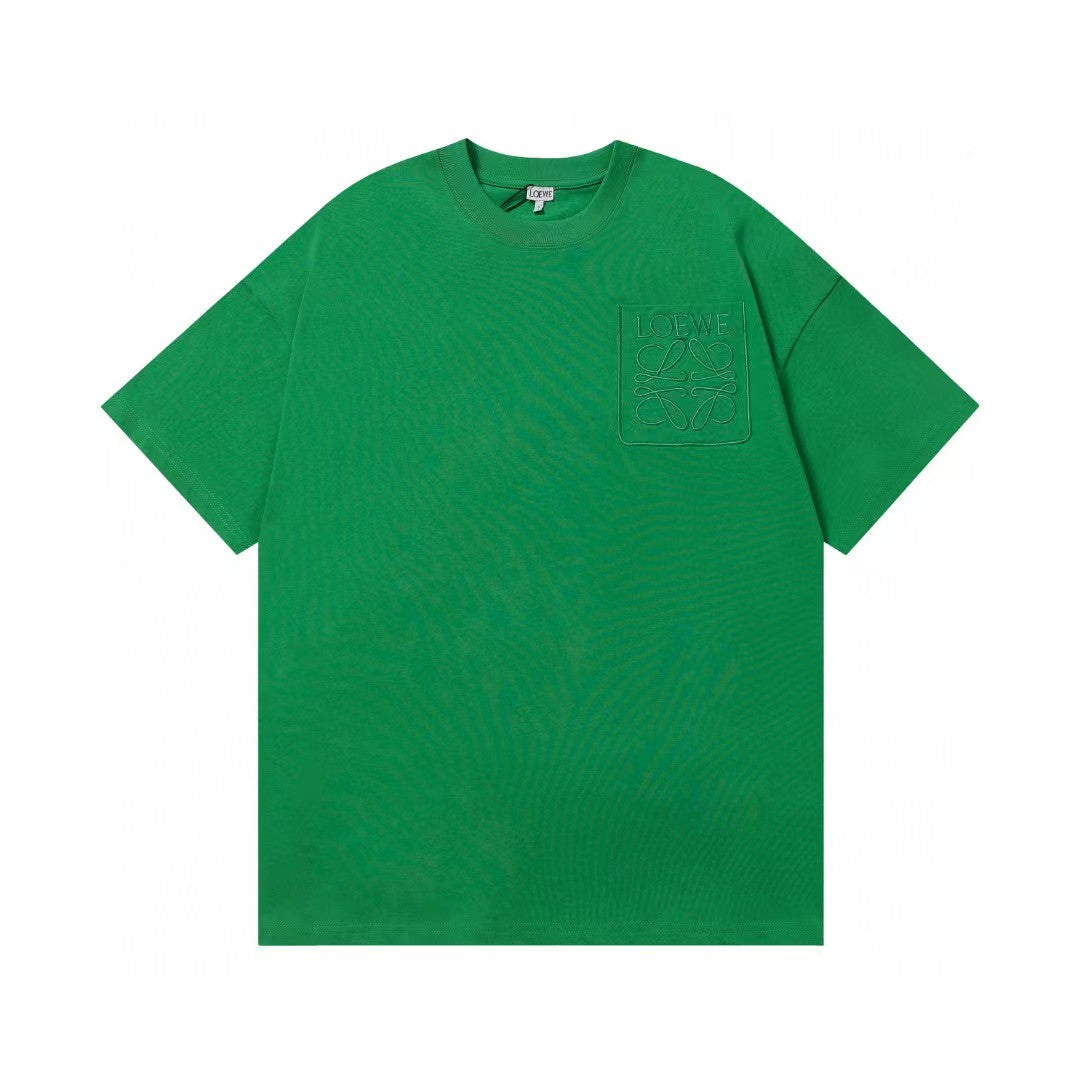 Early Spring New Product Pocket Embroidered Round Neck Short Sleeve T-shirt