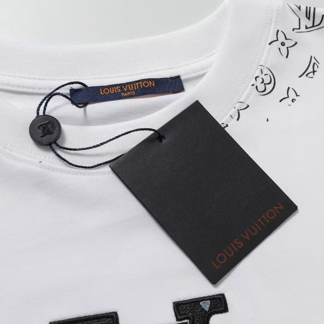 25ss early spring new product patch embroidered round neck T-shirt