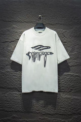 Washed and worn short sleeved T-shirt