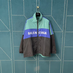 Green and Blue Splicing Slogan Stormtrooper Coat