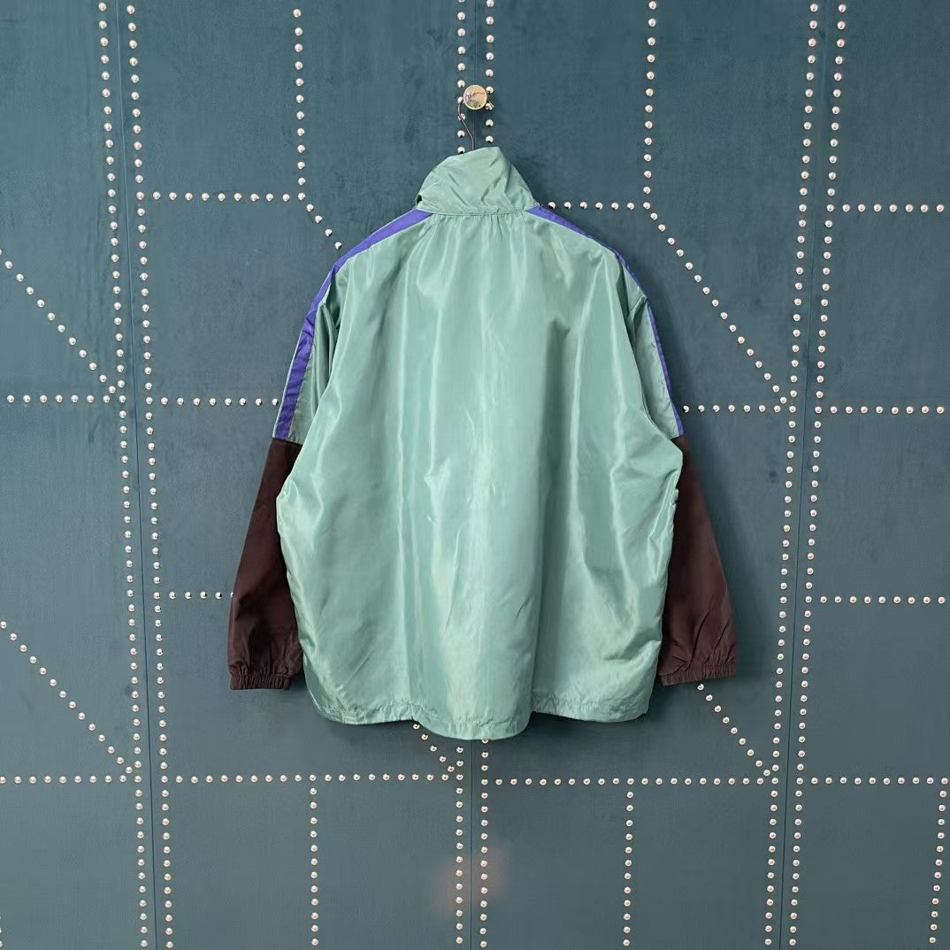 Green and Blue Splicing Slogan Stormtrooper Coat