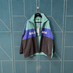 Green and Blue Splicing Slogan Stormtrooper Coat