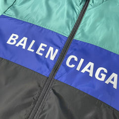 Green and Blue Splicing Slogan Stormtrooper Coat
