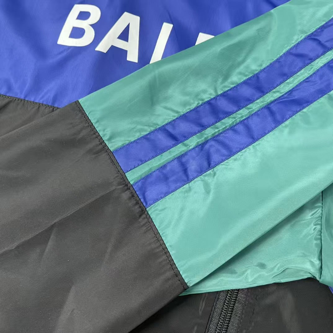 Green and Blue Splicing Slogan Stormtrooper Coat