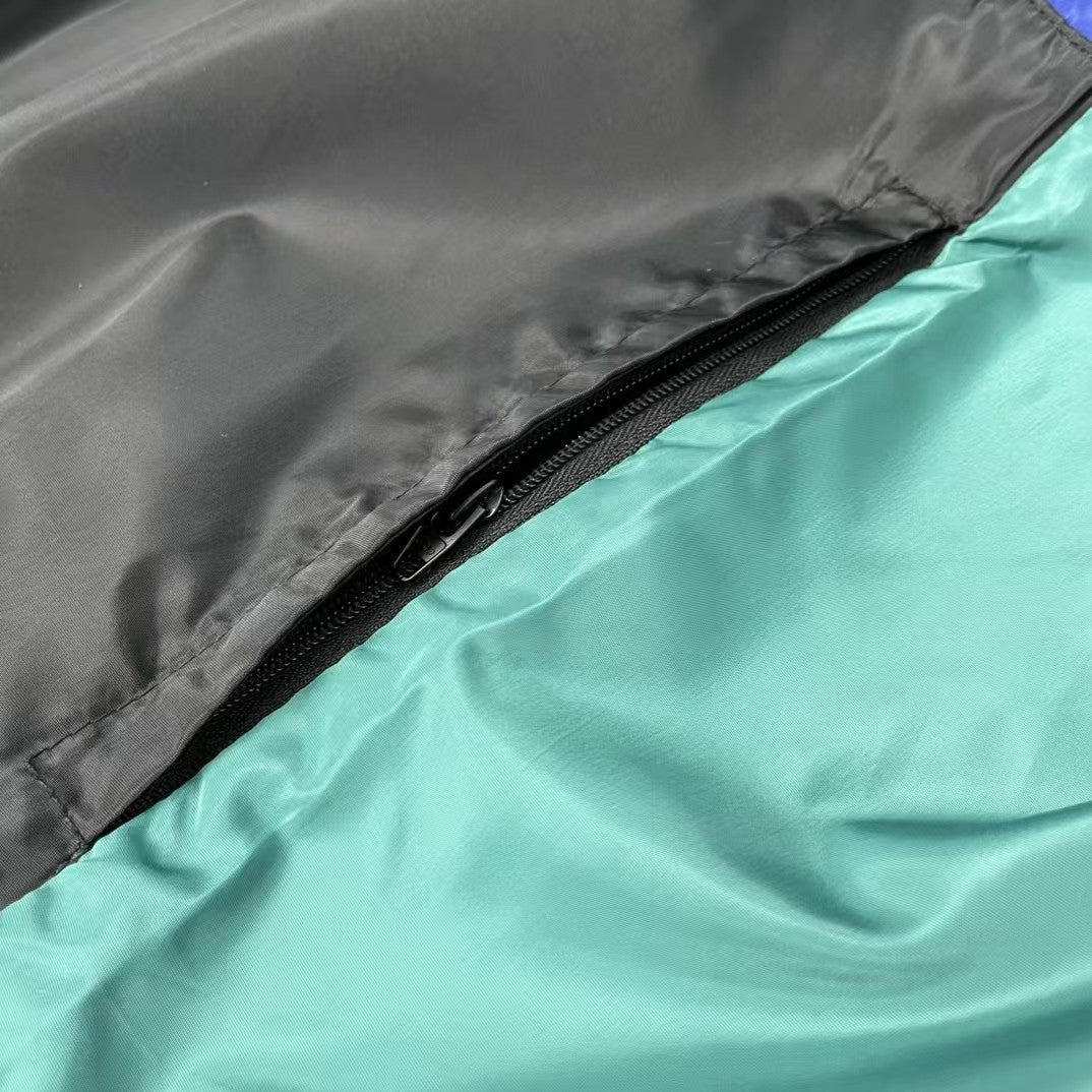 Green and Blue Splicing Slogan Stormtrooper Coat