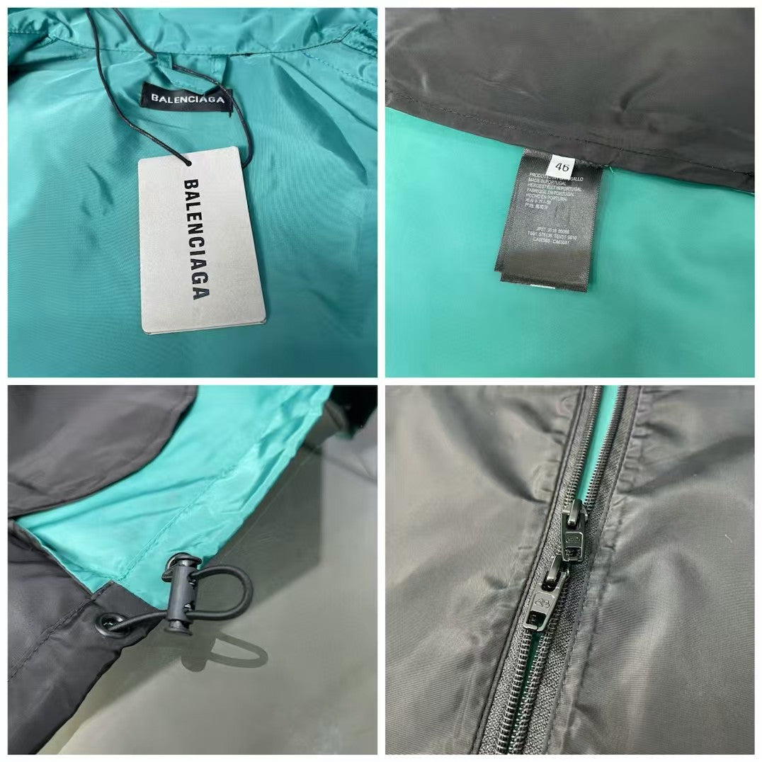 Green and Blue Splicing Slogan Stormtrooper Coat