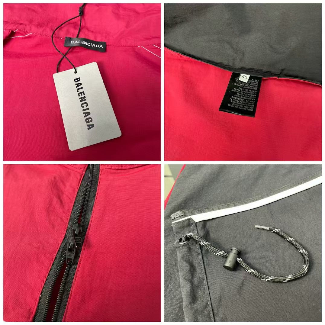 The first generation of red spliced slogan stormcoat jacket