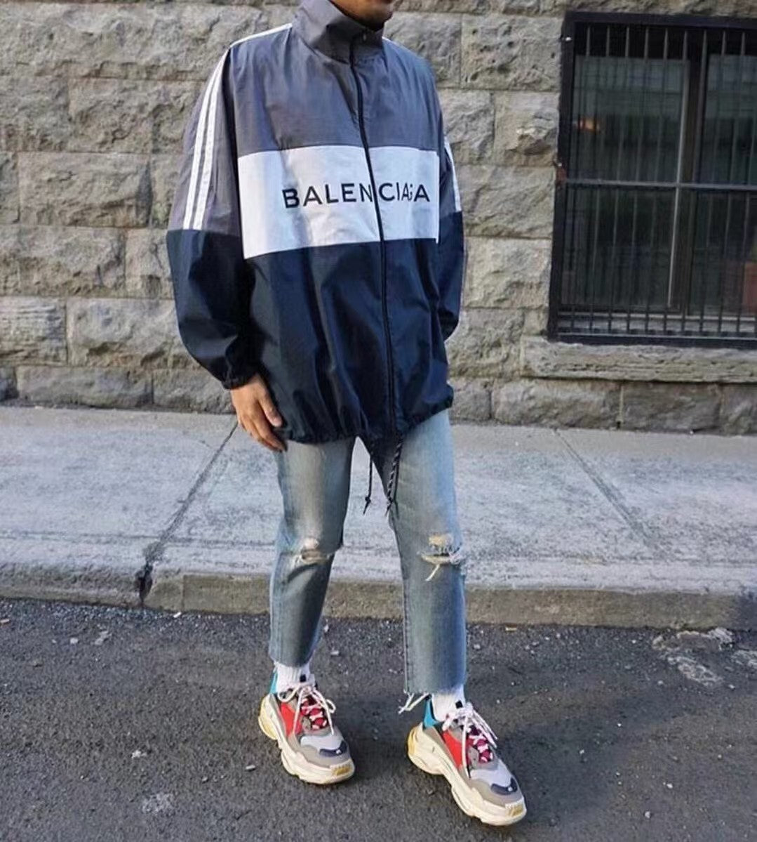 First generation gray patchwork slogan jacket