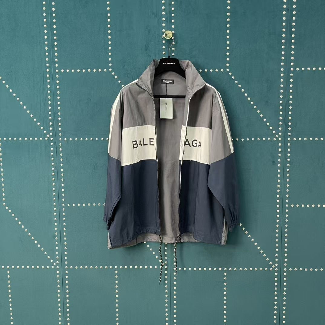 First generation gray patchwork slogan jacket