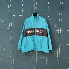 Lake Blue Splicing Slogan Stormtrooper Jacket