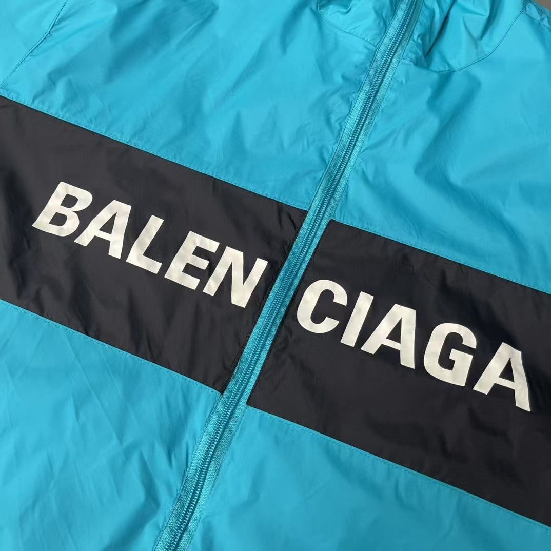 Lake Blue Splicing Slogan Stormtrooper Jacket