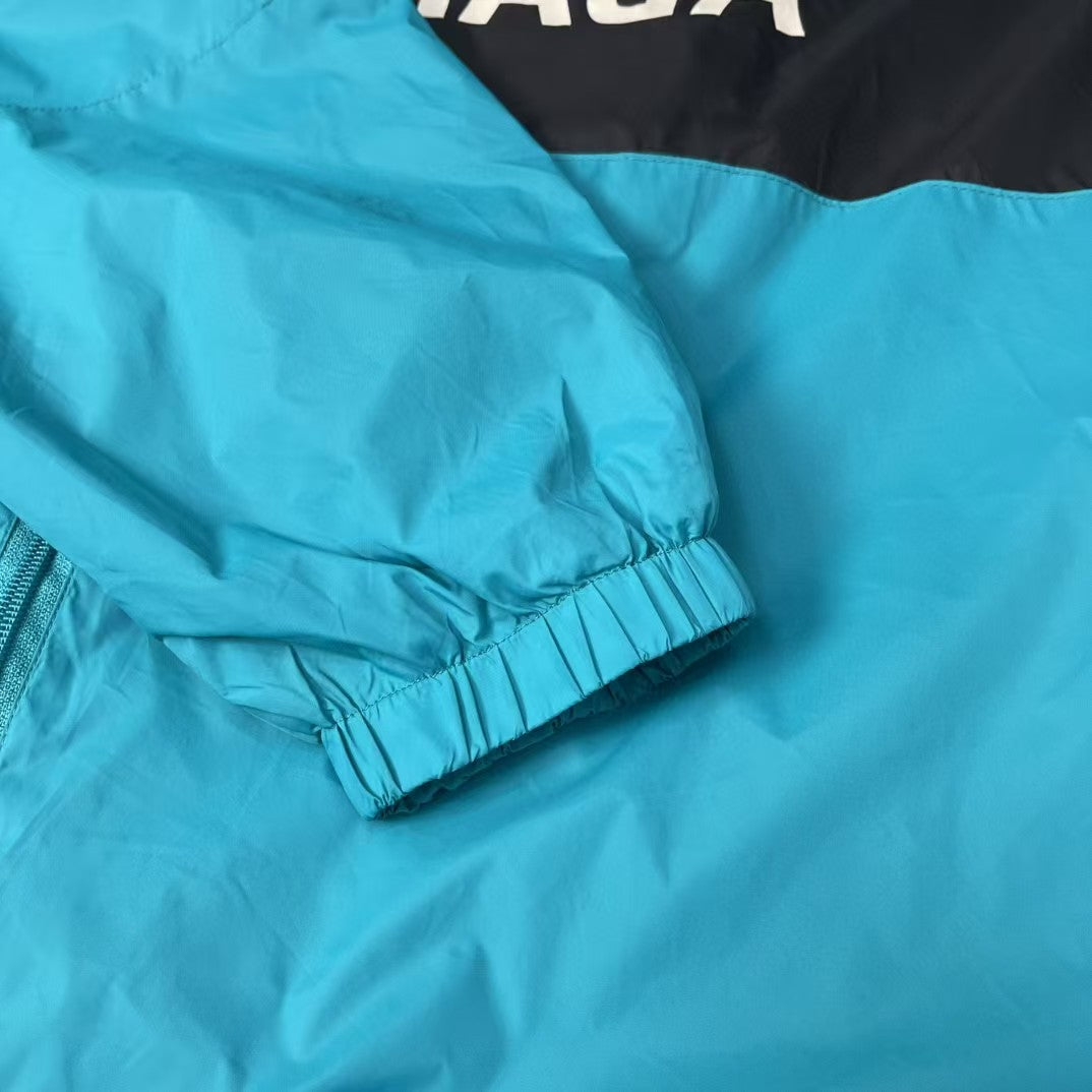 Lake Blue Splicing Slogan Stormtrooper Jacket