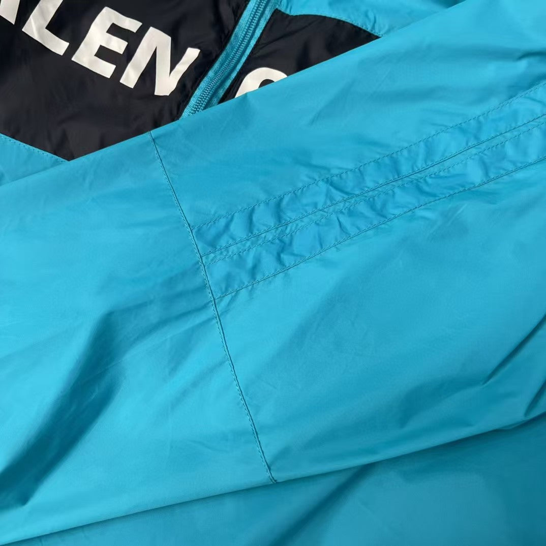 Lake Blue Splicing Slogan Stormtrooper Jacket