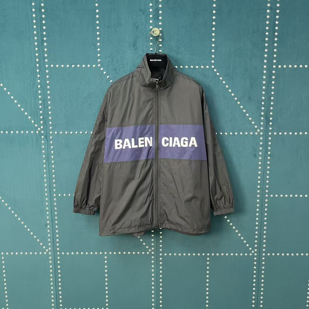 Black and Blue Splicing Slogan Stormtrooper Jacket