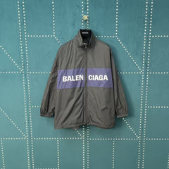 Black and Blue Splicing Slogan Stormtrooper Jacket