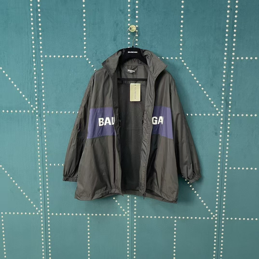 Black and Blue Splicing Slogan Stormtrooper Jacket
