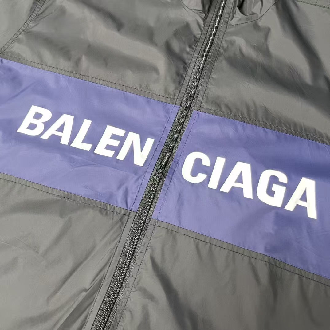 Black and Blue Splicing Slogan Stormtrooper Jacket