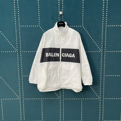 New white spliced slogan, assault suit jacket