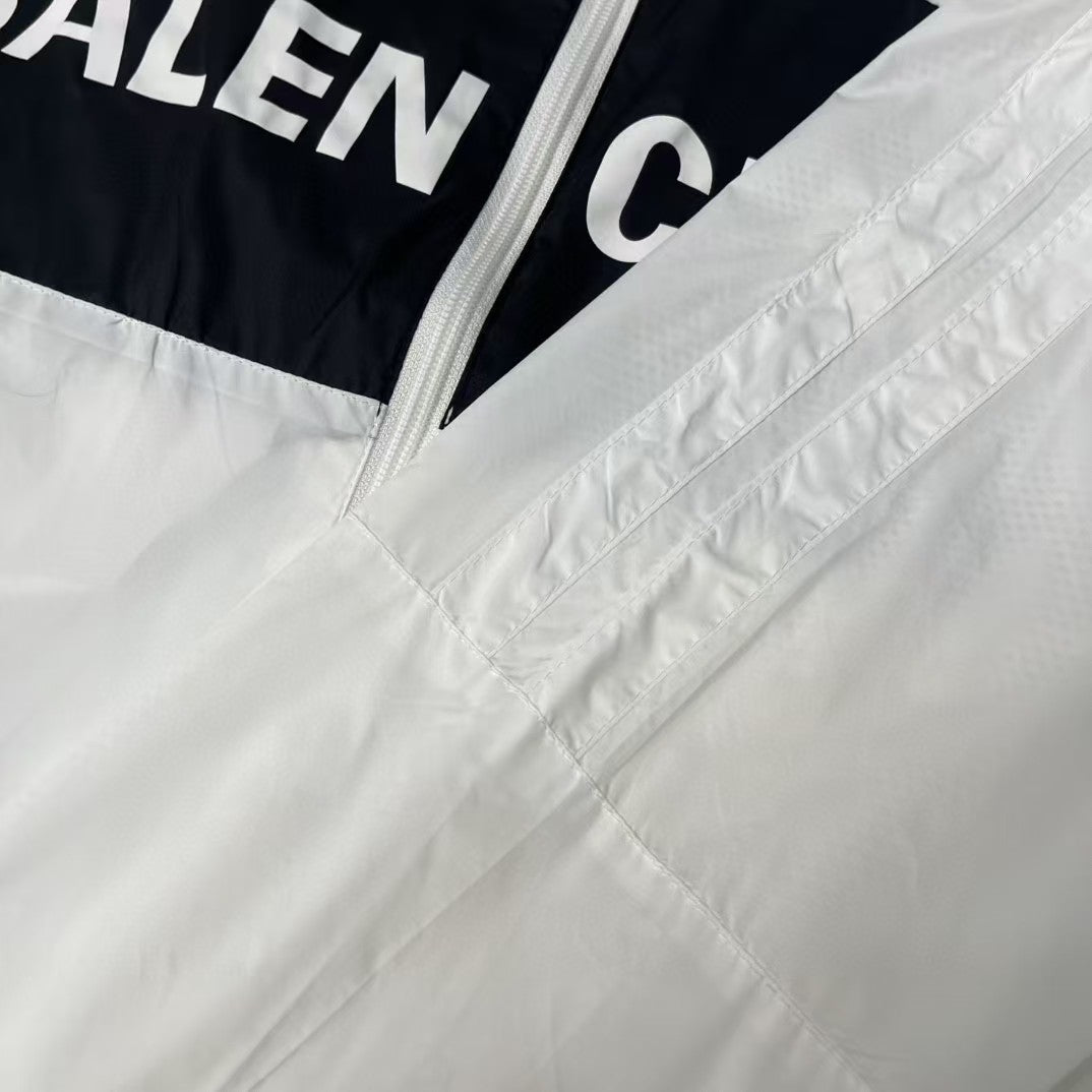 New white spliced slogan, assault suit jacket