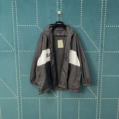 Black and white spliced slogan jacket
