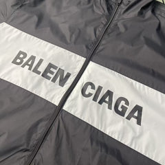 Black and white spliced slogan jacket