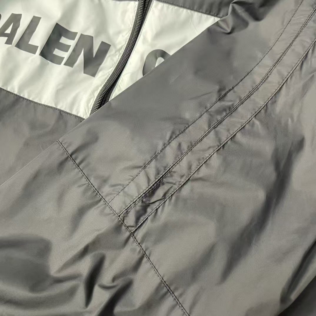 Black and white spliced slogan jacket