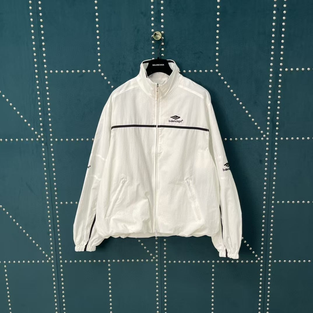 White striped spliced assault jacket
