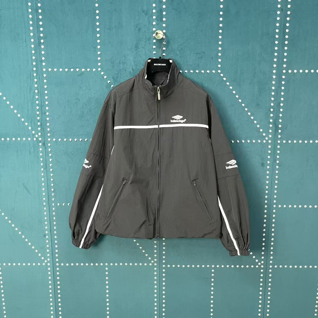 White striped spliced assault jacket
