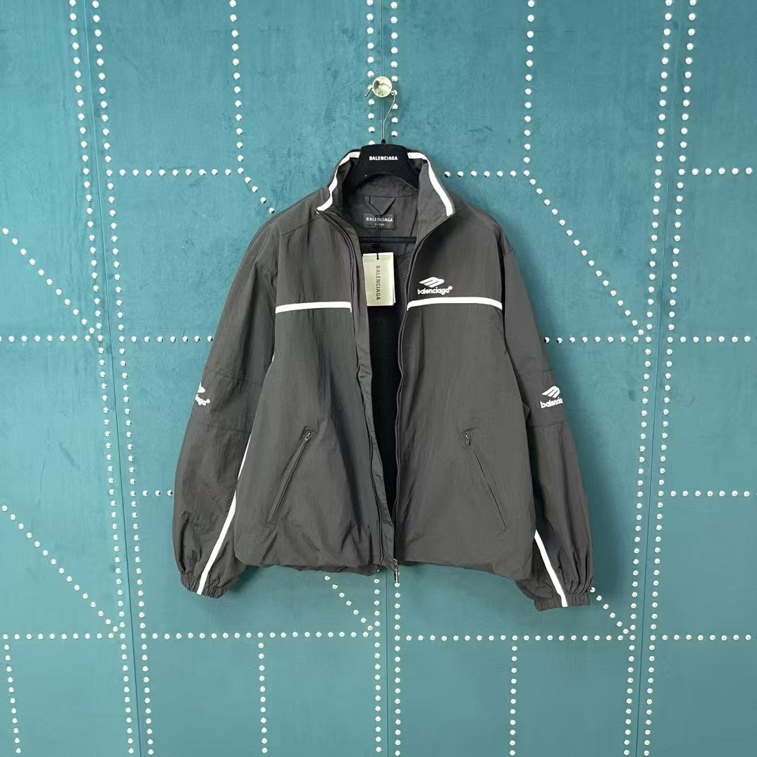 White striped spliced assault jacket