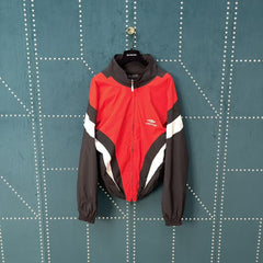 Red and blue spliced assault jacket