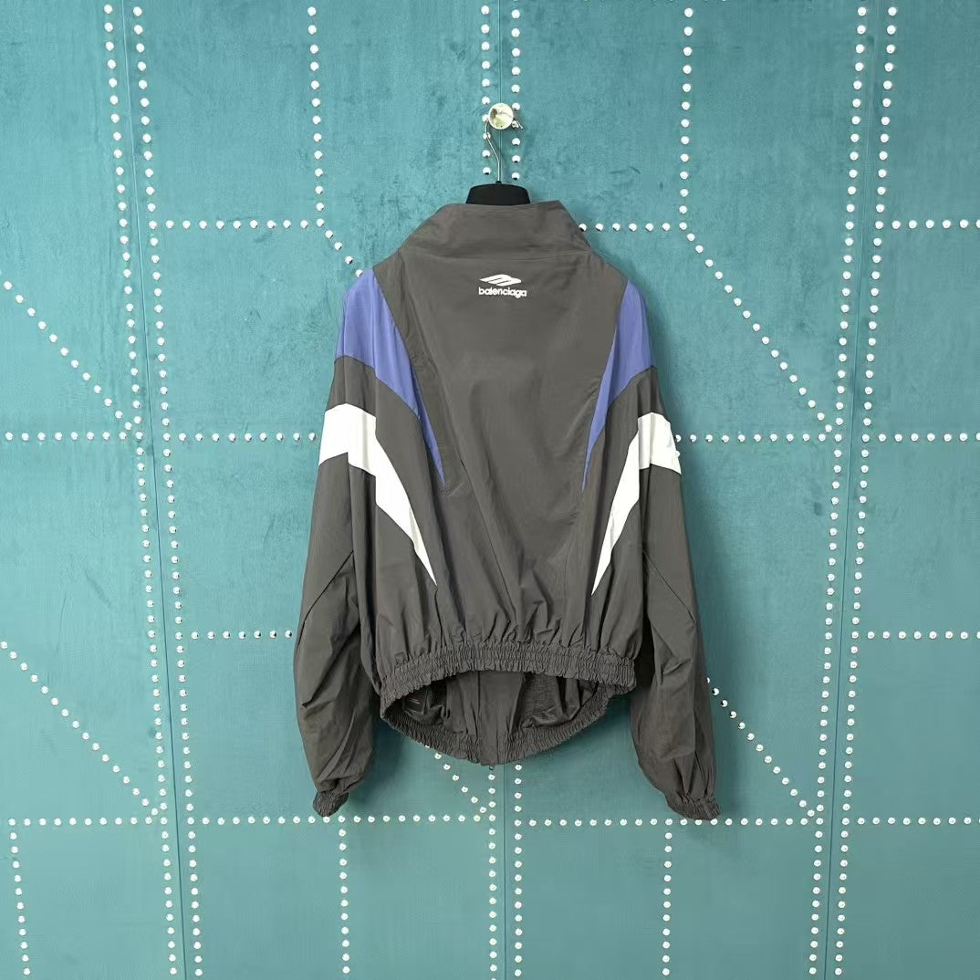 Red and blue spliced assault jacket