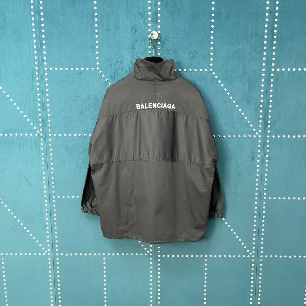 Embroidered submachine jacket with stitched back