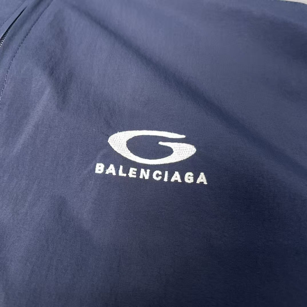 Navy Blue Half Loop Embroidered Reflective Strip Jacket