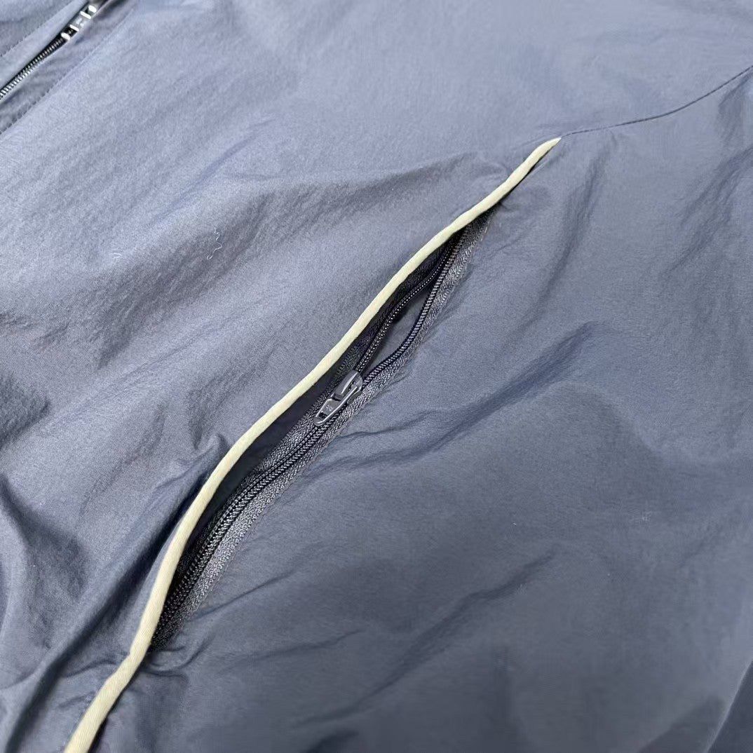 Navy Blue Half Loop Embroidered Reflective Strip Jacket