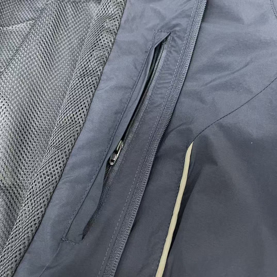 Navy Blue Half Loop Embroidered Reflective Strip Jacket