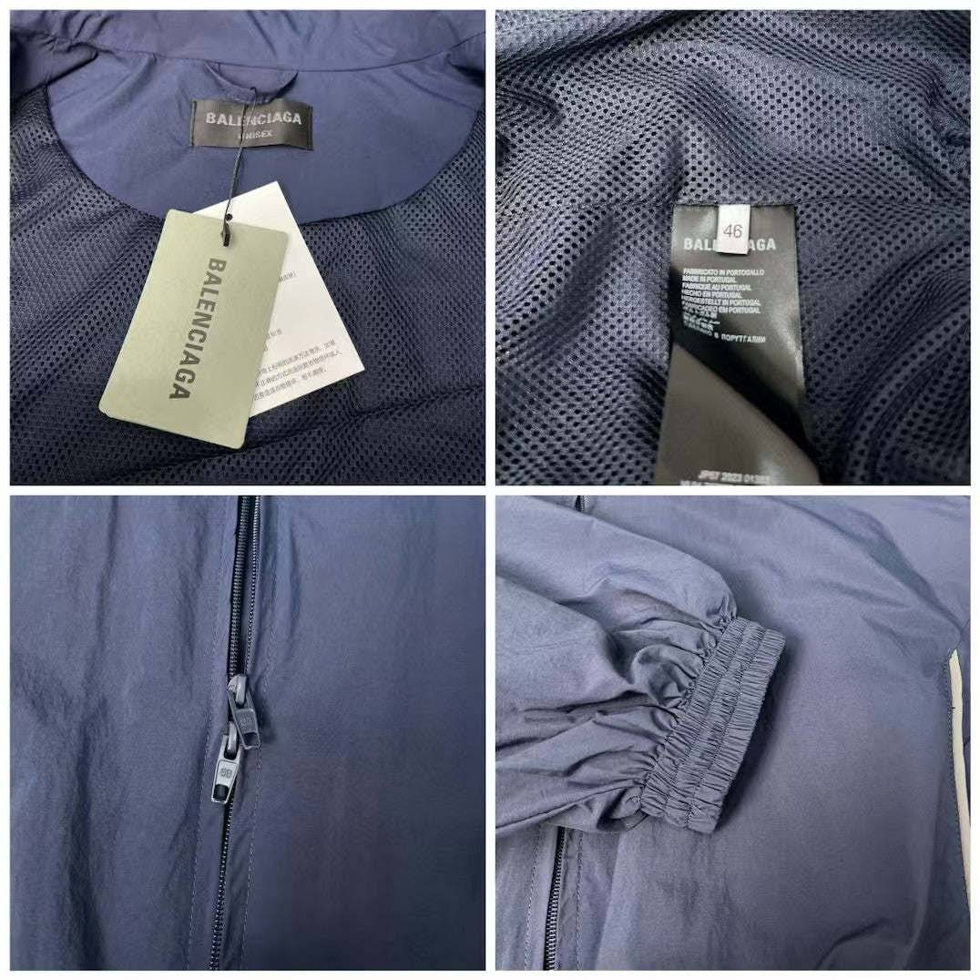 Navy Blue Half Loop Embroidered Reflective Strip Jacket