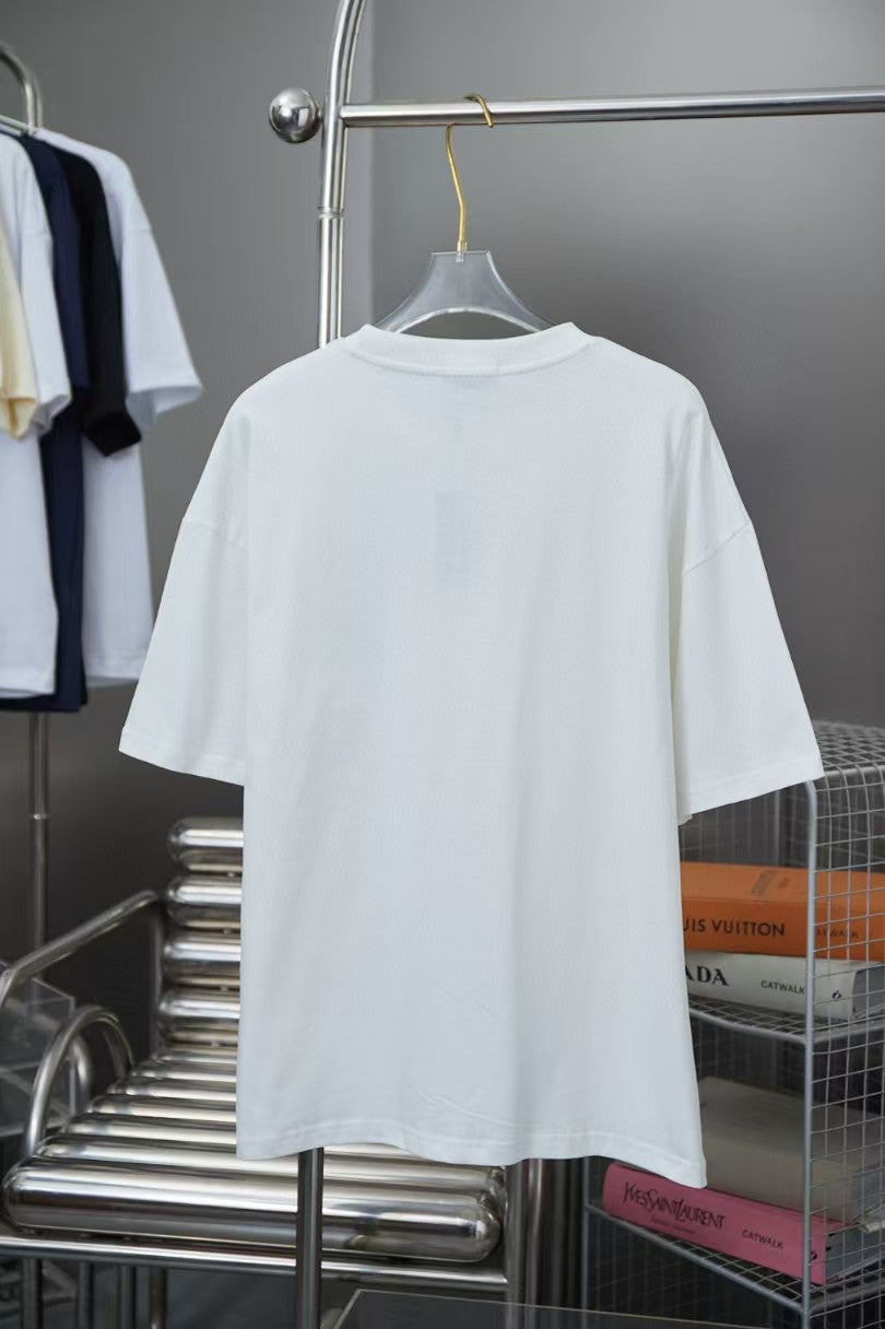 Early Spring New 3D Leather Brand Hardware Letter Logo Short Sleeve