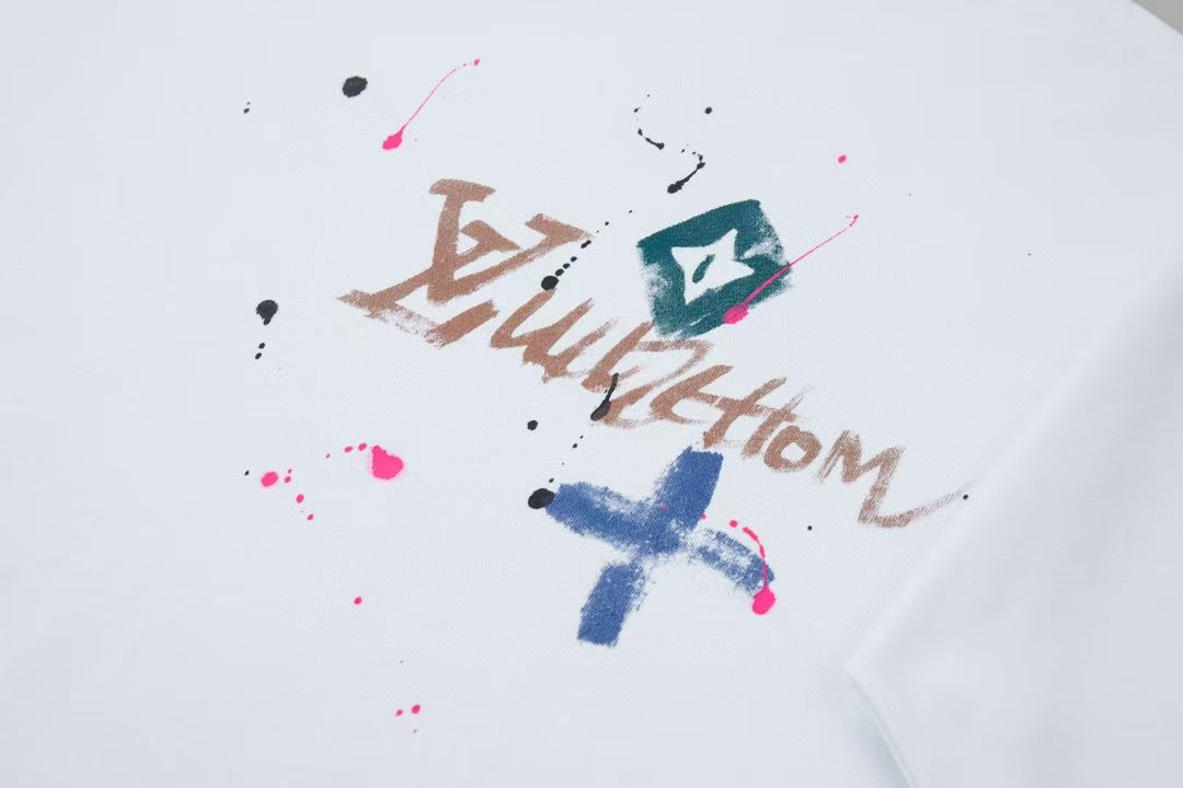 New graffiti hand-painted logo logo short sleeved shirt