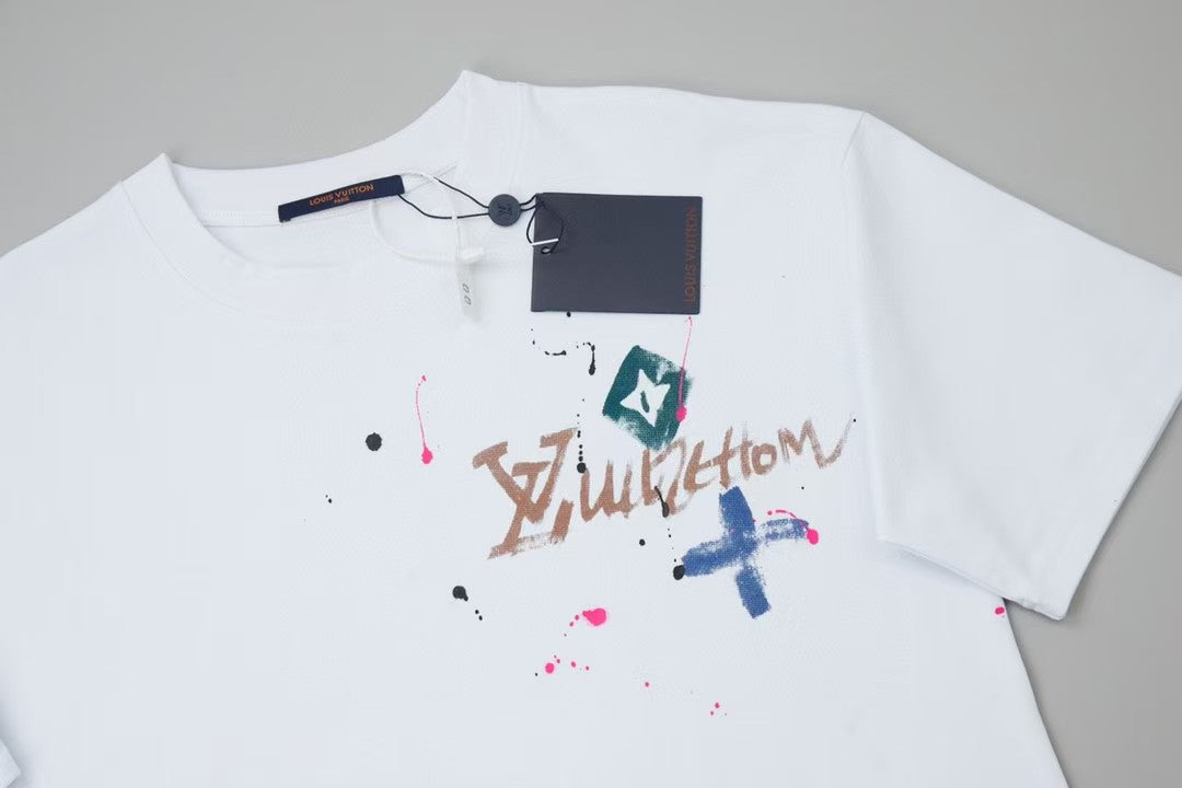 New graffiti hand-painted logo logo short sleeved shirt