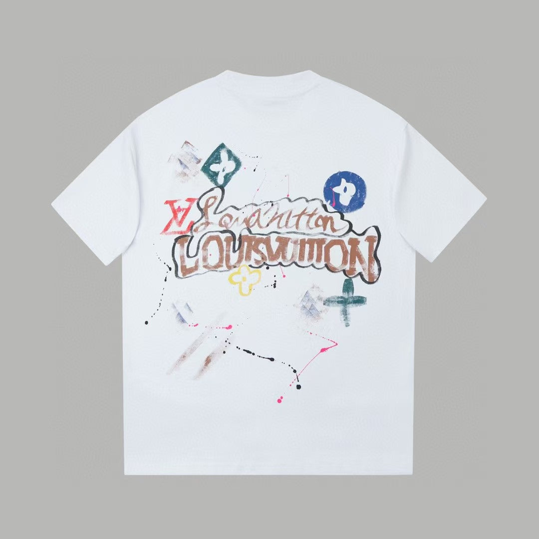 New graffiti hand-painted logo logo short sleeved shirt