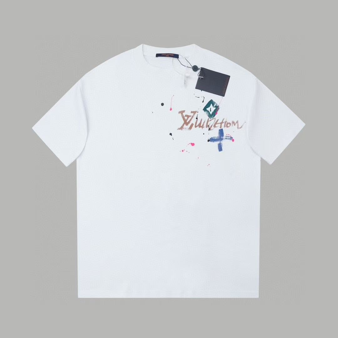 New graffiti hand-painted logo logo short sleeved shirt