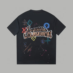 New graffiti hand-painted logo logo short sleeved shirt