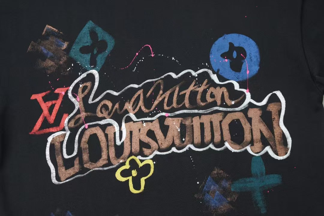 New graffiti hand-painted logo logo short sleeved shirt