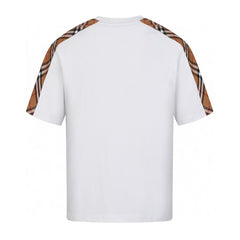 Embroidered with classic plaid patchwork short sleeved T-shirt