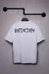Front and back letter graffiti printed short sleeved T-shirt